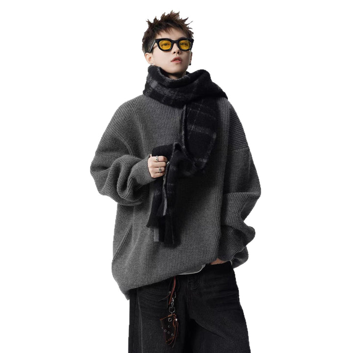 Women's Urban Oversized Sweater with Stand-up Collar Mune Fashion