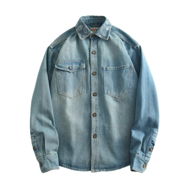 Unisex Overshirt made of washed denim with relaxed fit and patch pockets Mune Fashion