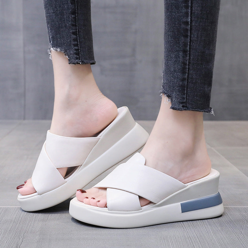 Women's city comfort wedge slippers with ergonomic viscoelastic footbed and seamless synthetic upper Mune Fashion