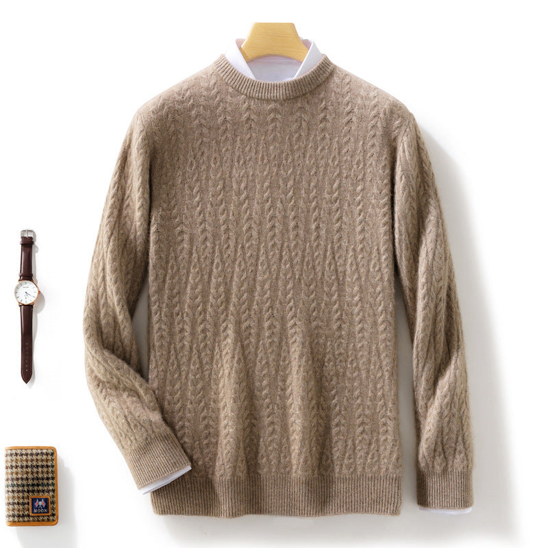 Men's premium cable knit sweater with round neck and merino blend Mune Fashion