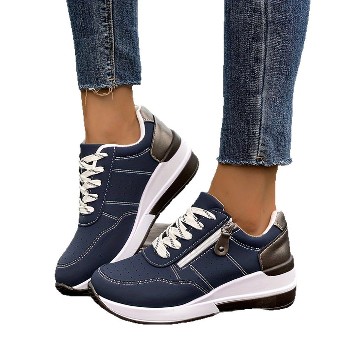 Damen Komfort-Keil-Sneaker mit seitlichem Zipper und dämpfender Plateau-Sohle Mune Fashion