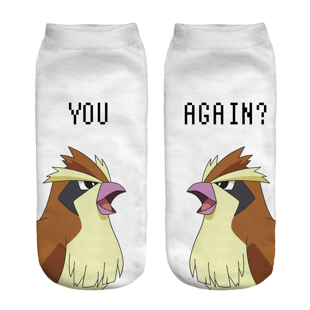 Unisex Low Ankle Socks with Cartoon Monster Face and Soft Cotton Blend Mune Fashion