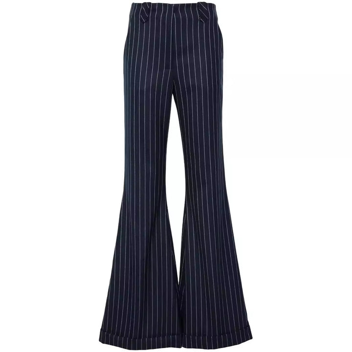 Women High-Waisted Pinstripe Palazzo Pants with Wide Flare Mune Fashion
