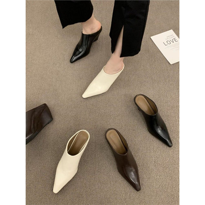 Women pointed toe Slip-On Mules with sculpted wedge heel Mune Fashion