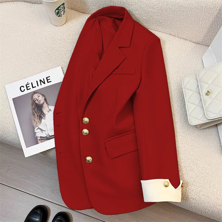Women's Elegant Blazer with Gold Button Details Mune Fashion