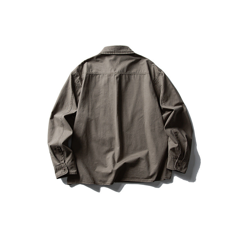 Men's oversized shirt jacket made of durable cotton twill with a patch chest pocket and straight hem Mune Fashion