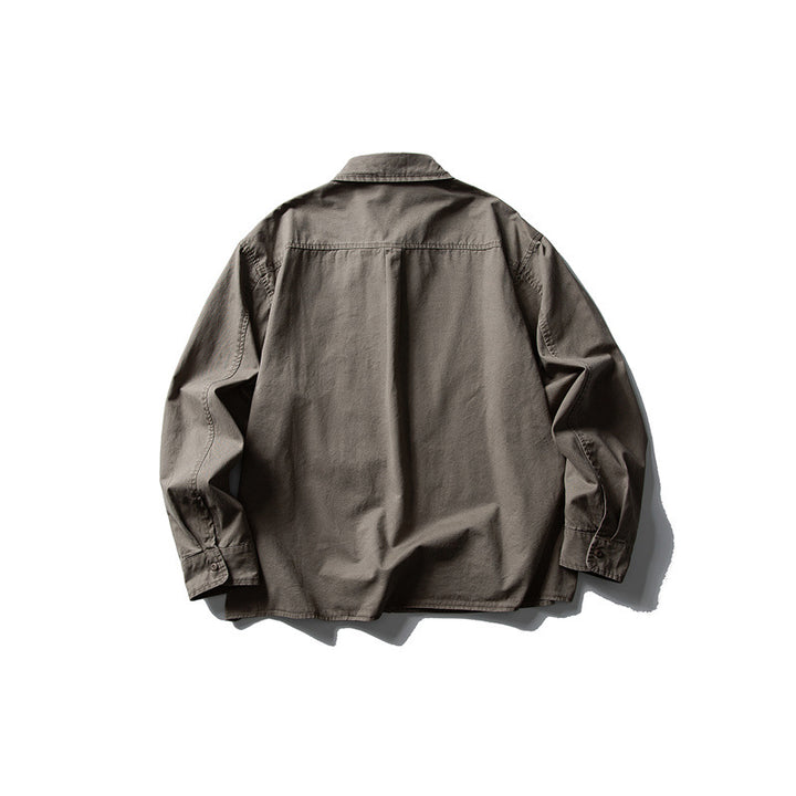 Men's oversized shirt jacket made of durable cotton twill with a patch chest pocket and straight hem Mune Fashion