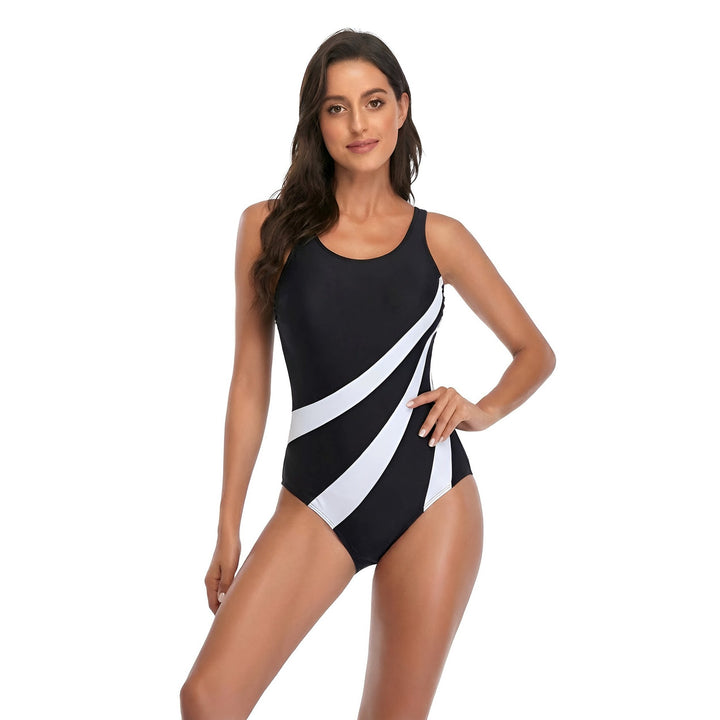 Women’s Sporty One-Piece Swimsuit with Fashionable Lines Mune Fashion