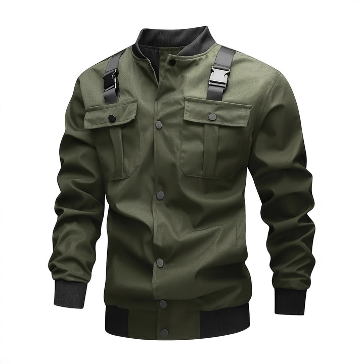 Men's utility bomber jacket with chest flap pockets, shoulder straps, and ribbed cuffs Mune Fashion