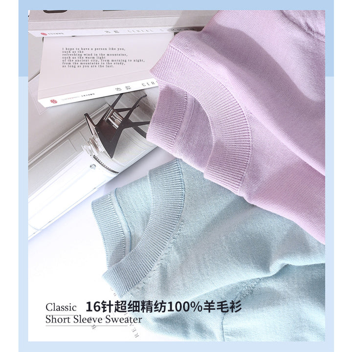 Women Lightweight Short Sleeve Knit Top made of fine Jersey with Round Neck and Hem Trim Mune Fashion