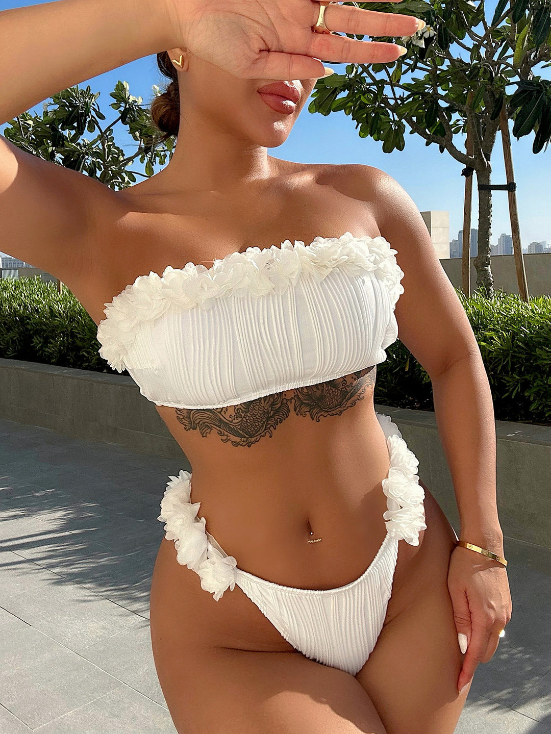 Ladies Bandeau Bikini Set with stylish ruffle details Mune Fashion