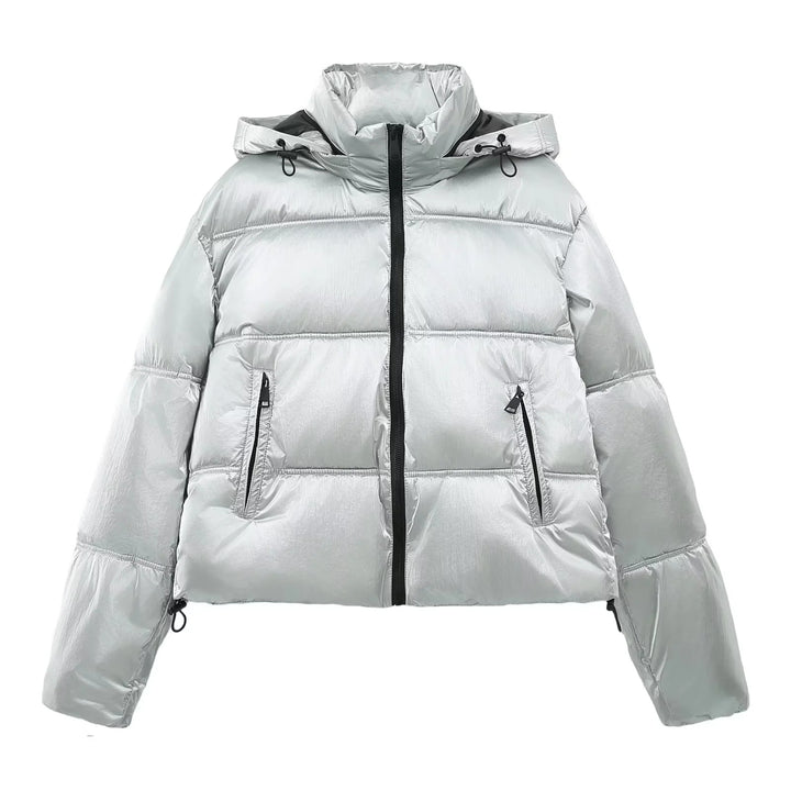 Women nan cropped quilted down-look jacket with hood and drawstring hem Mune Fashion