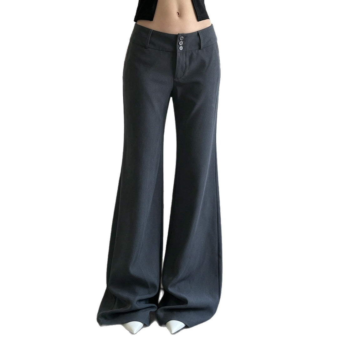 Women's high-waisted flared pants with wide bell-bottoms and decorative button placket Mune Fashion