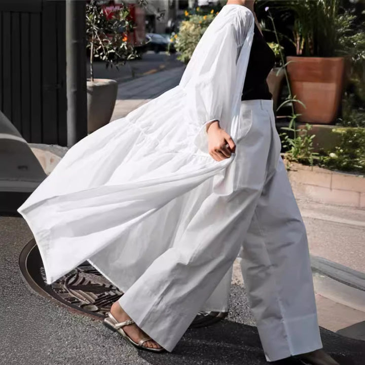 Women’s Longer Layered Duster with Volume Sleeves, Drawstring and Side Slits Mune Fashion