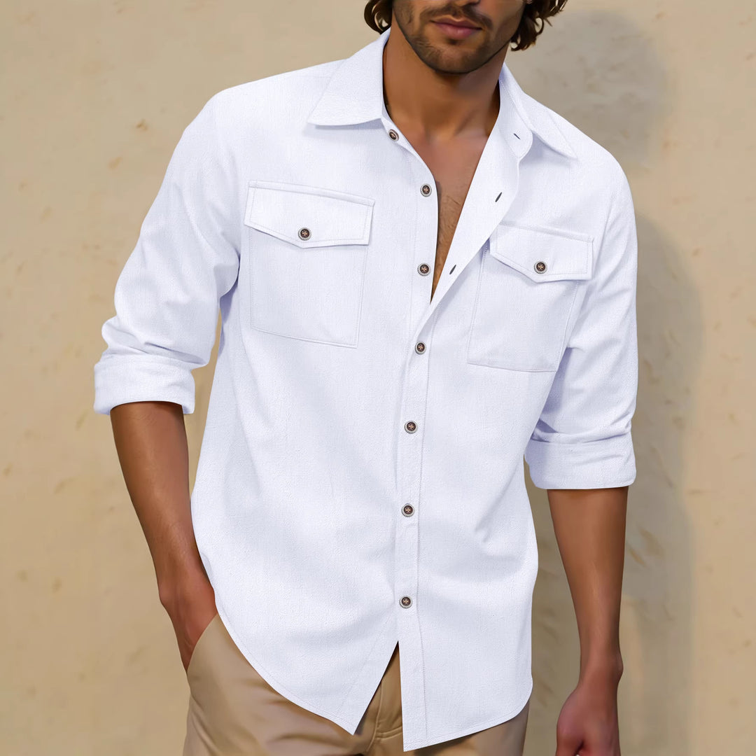 Men's casual shirt with chest pockets, Kent collar, and rolled-up sleeves Mune Fashion