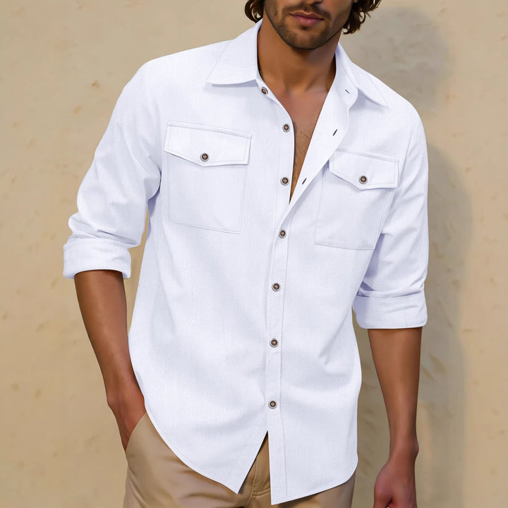 Men's casual shirt with chest pockets, Kent collar, and rolled-up sleeves Mune Fashion