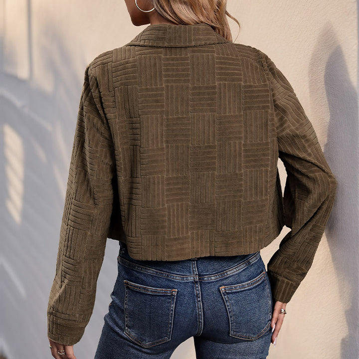 Women Embossed Short Jacket Mune Fashion