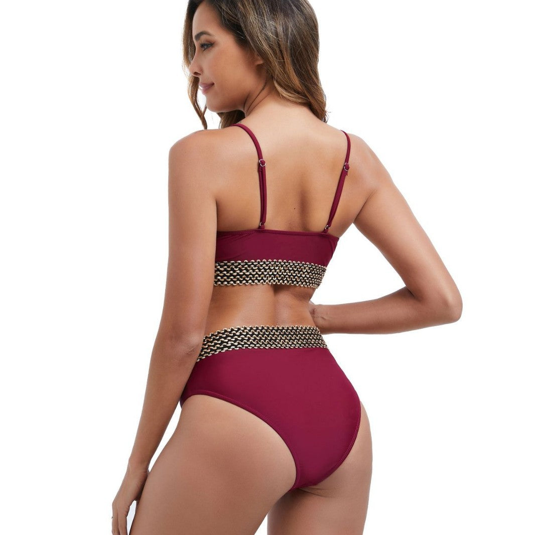 Women's high-waisted bikini set with decorative knot detail Mune Fashion