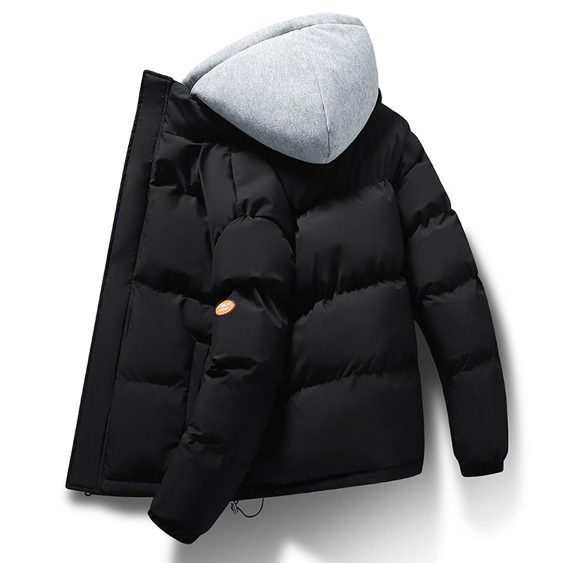 Men's short cut quilted insulation jacket with integrated hood layer and drawstring hem Mune Fashion
