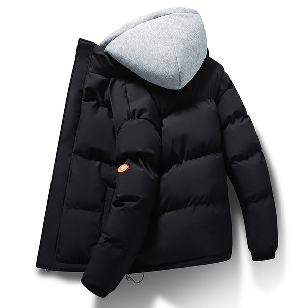 Men's short cut quilted insulation jacket with integrated hood layer and drawstring hem Mune Fashion