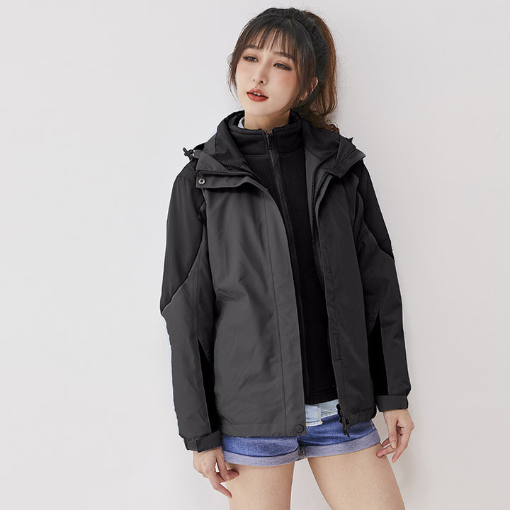 Women double-layer outdoor jacket with removable fleece inner jacket and windproof membrane Mune Fashion