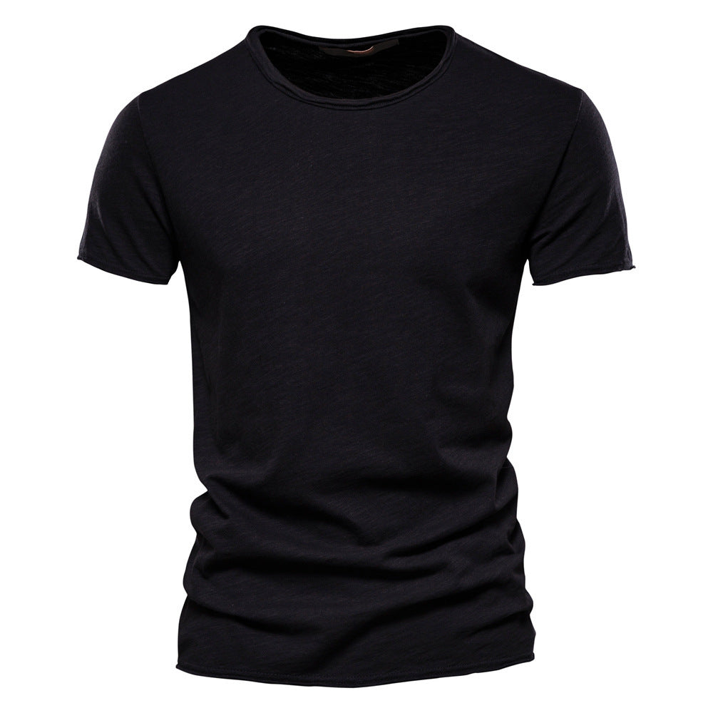 Men's light cotton jersey short-sleeve shirt with V-neck and slim fit Mune Fashion