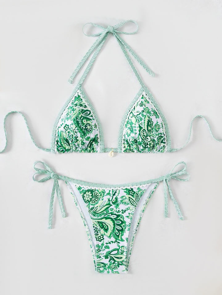 Ladies Triangle Bikini with Floral Vintage Pattern Mune Fashion