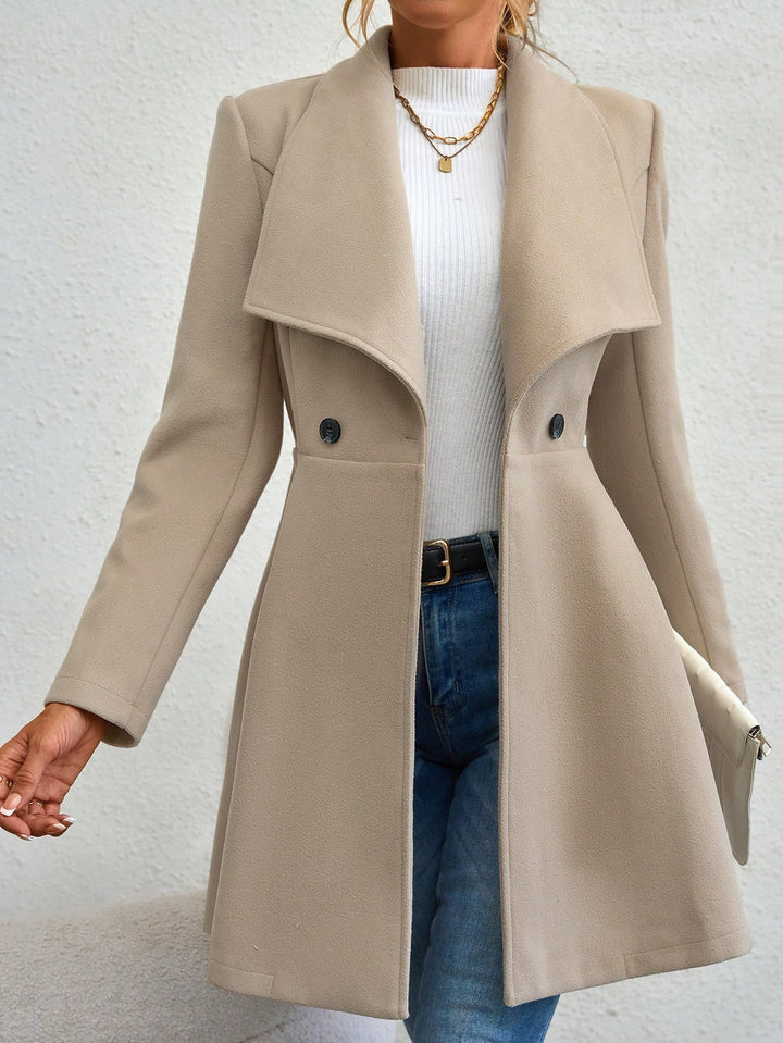 Ladies Elegant Double-Breasted Wool Jacket