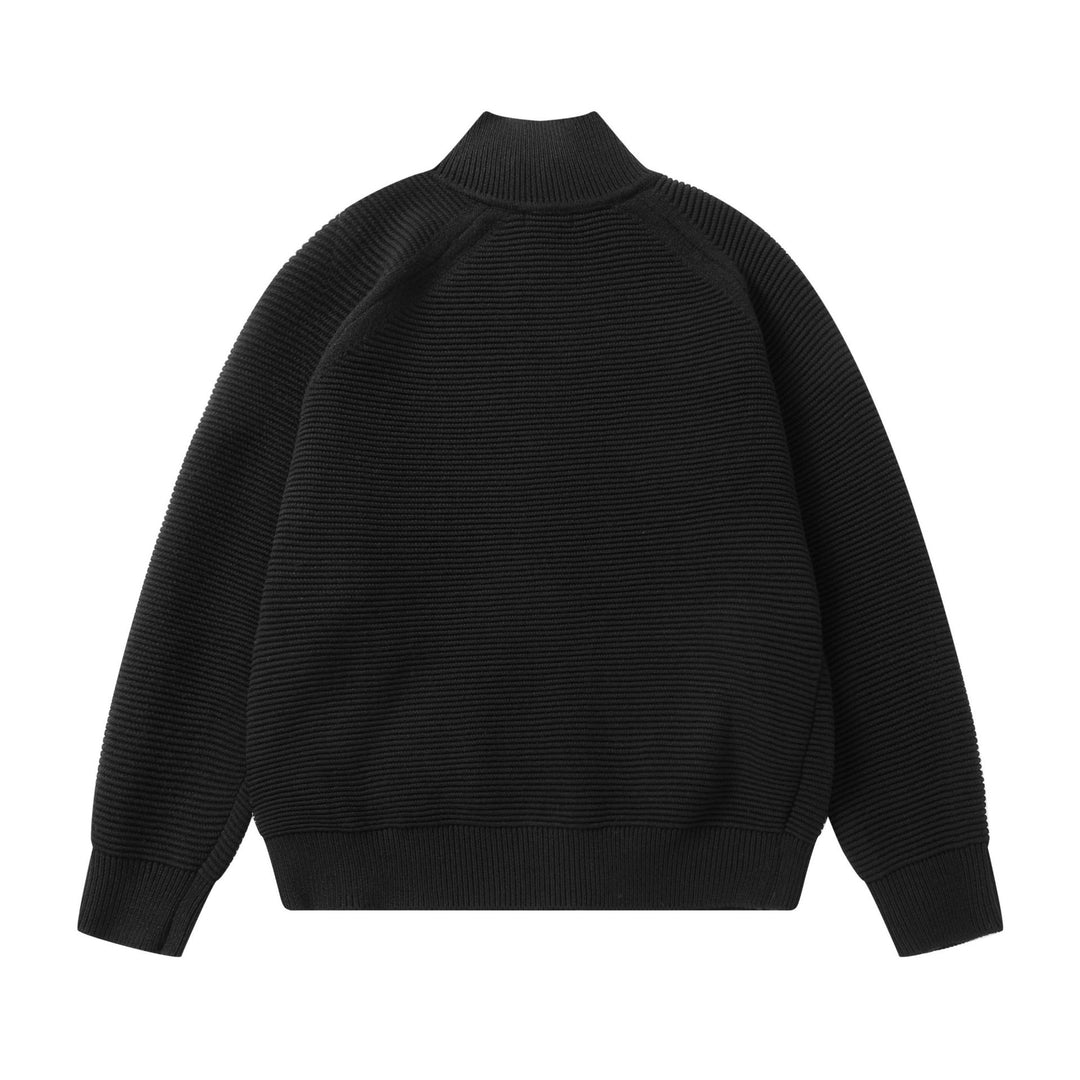 Men's chunky knit stand-up collar cardigan with full-length zipper Mune Fashion
