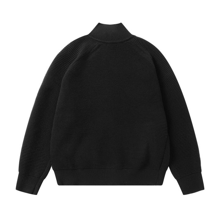 Men's chunky knit stand-up collar cardigan with full-length zipper Mune Fashion
