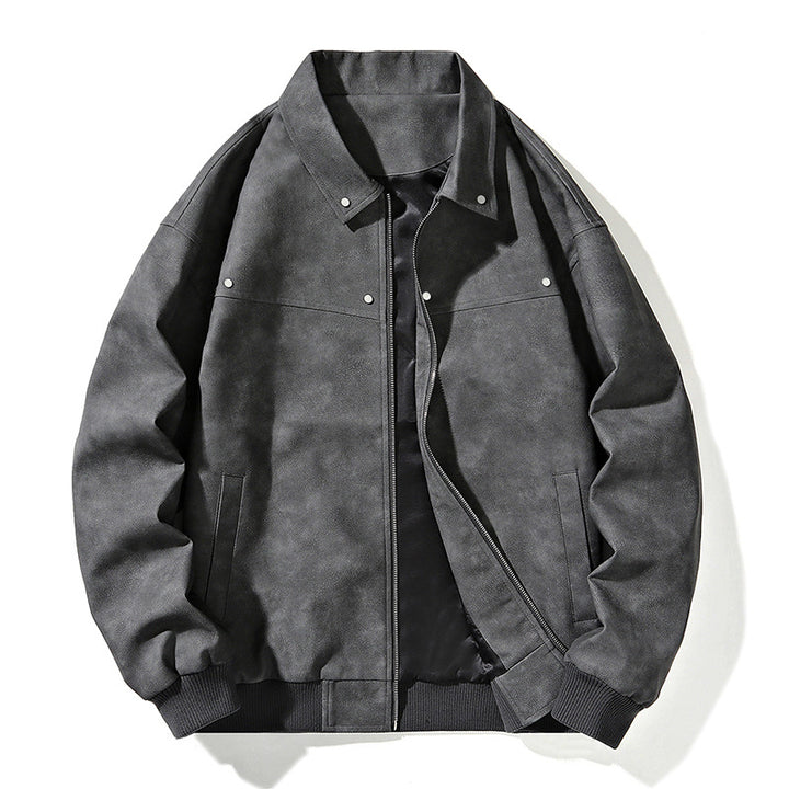 Men's Oversize Bomber Jacket in Suede Look with Zipper and Ribbed Cuffs Mune Fashion
