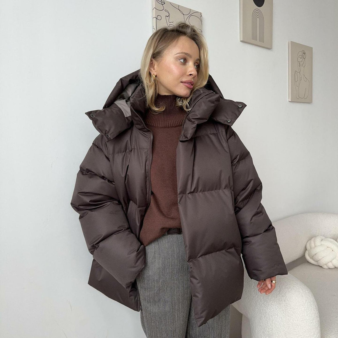 Women's quilted down jacket with high collar Mune Fashion