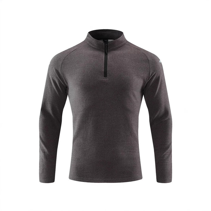 Men's Breathable Functional Long Sleeve Shirt with Stand-up Collar and Short Zipper Mune Fashion