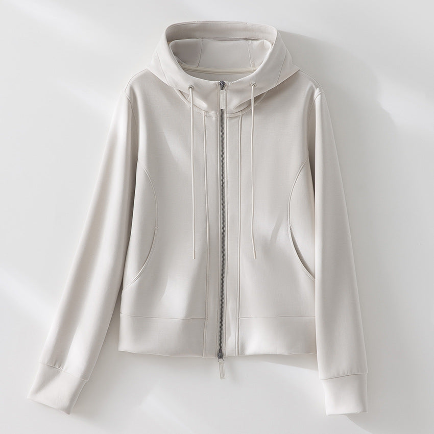 Women's Lightweight Hooded Jacket made of fine terry with tailored silhouette and two-way zipper Mune Fashion
