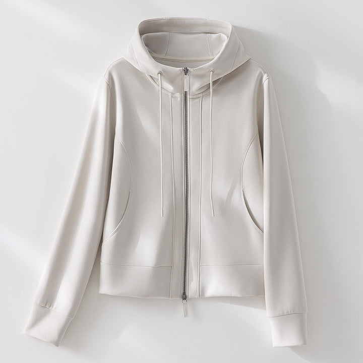 Women's Lightweight Hooded Jacket made of fine terry with tailored silhouette and two-way zipper Mune Fashion