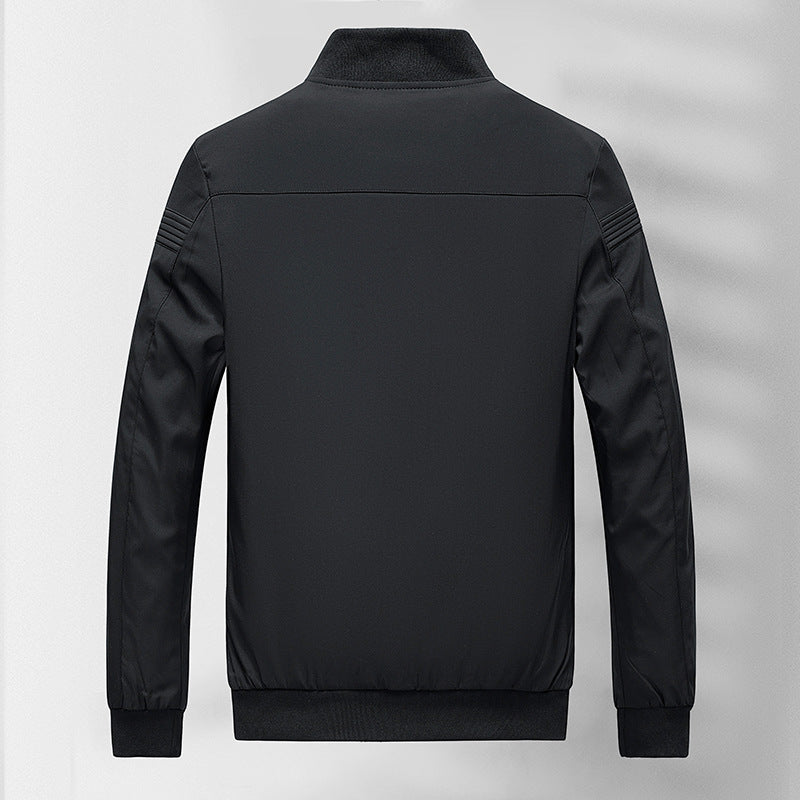 Men's Lightweight Bomber Jacket with Stand-up Collar and Quilted Decorative Stripes Mune Fashion