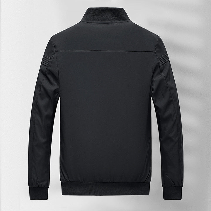 Men's Lightweight Bomber Jacket with Stand-up Collar and Quilted Decorative Stripes Mune Fashion