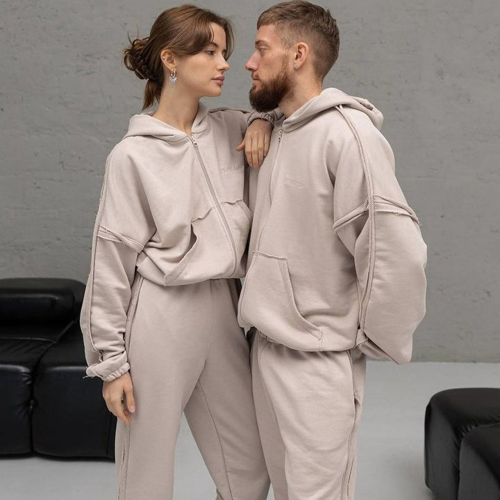 Unisex Oversize Hoodie Set made of soft fleece with zipper and joggers Mune Fashion