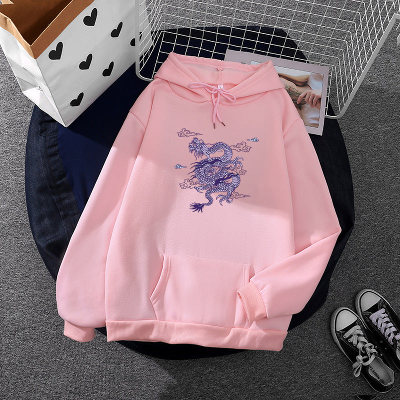 Unisex oversized hoodie with detailed dragon print, brushed fleece lining, and kangaroo pocket Mune Fashion