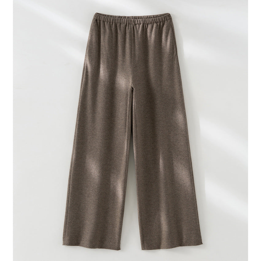 Women's Wide Fine Knit Lounge Pants with Elastic Waist Mune Fashion