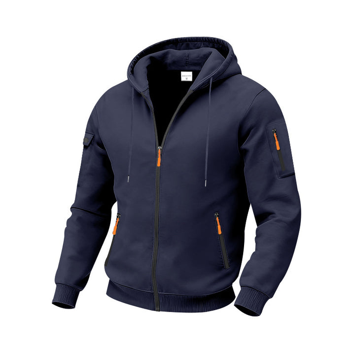 Men's nano functional hoodie sweatshirt jacket with full zip, arm pocket, and water-repellent zippers Mune Fashion