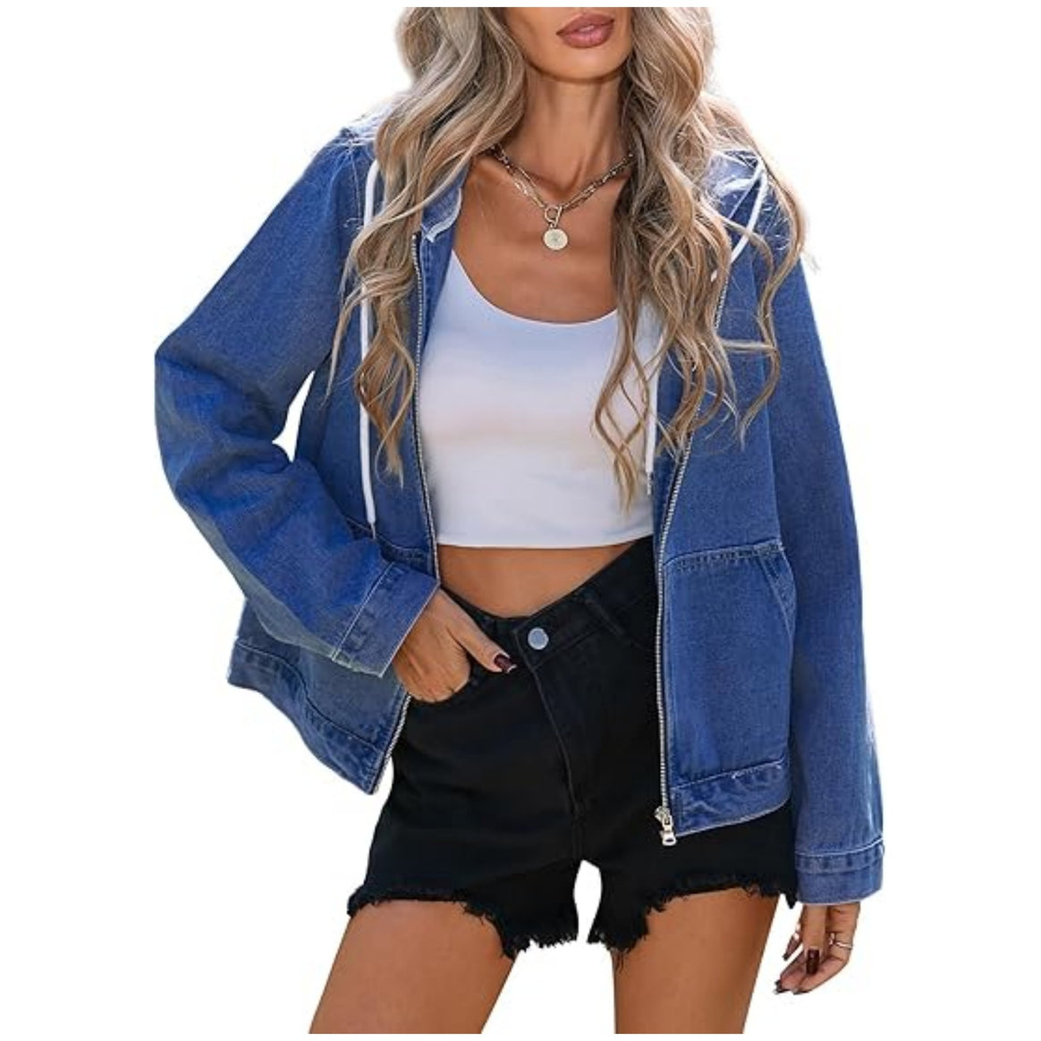 Women's Oversized Zip-up Hoodie with Patch Pockets Mune Fashion