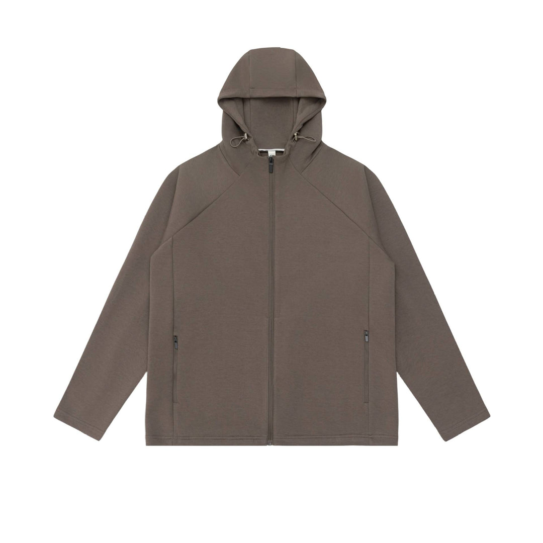 Unisex Minimalist Hoodie Zip Jacket made of Softshell Fleece with Raglan Sleeves and Water-Repellent Zipper Pockets Mune Fashion