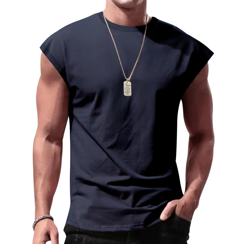 Men's loose sleeveless muscle shirt made of cotton jersey with drop shoulder Mune Fashion