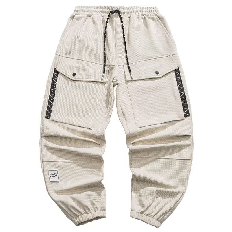 Men's wide cargo jogging pants with drawstring, flap pockets, and elastic cuffs Mune Fashion