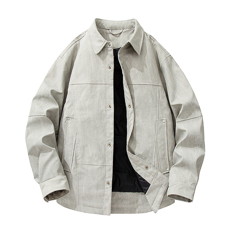 Herren gesteppte, gefütterte Canvas-Utility-Jacke mit Druckknöpfen Mune Fashion