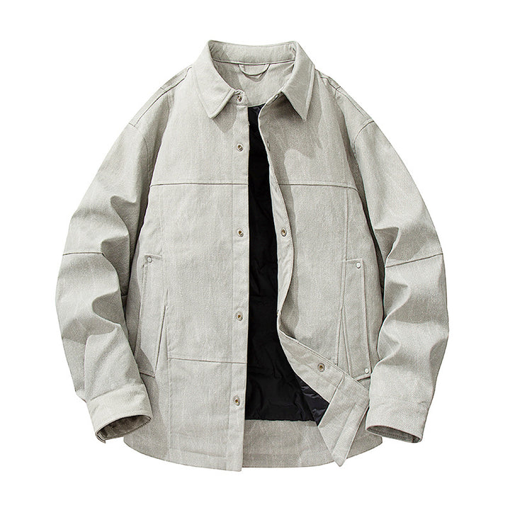 Herren gesteppte, gefütterte Canvas-Utility-Jacke mit Druckknöpfen Mune Fashion