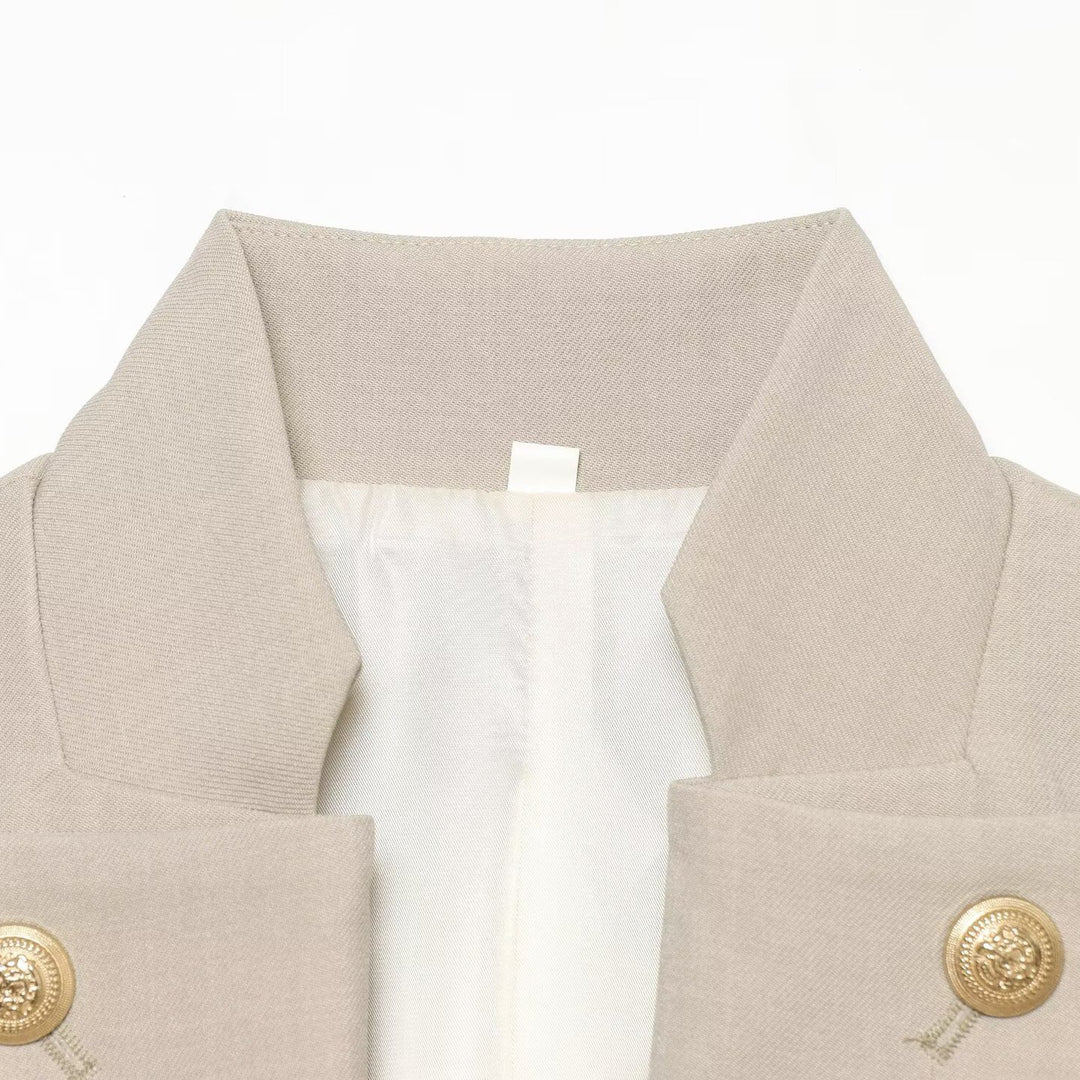 Women's Sculpting Blazer Vest with Standing Collar and Double-Breasted Decorative Buttons Mune Fashion