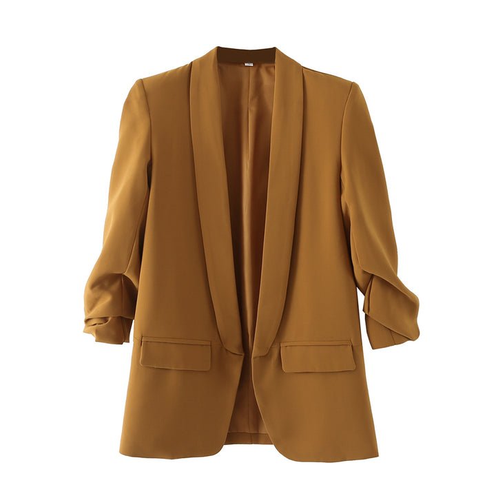 Ladies nan tailored blazer with shawl collar and three-quarter sleeves Mune Fashion