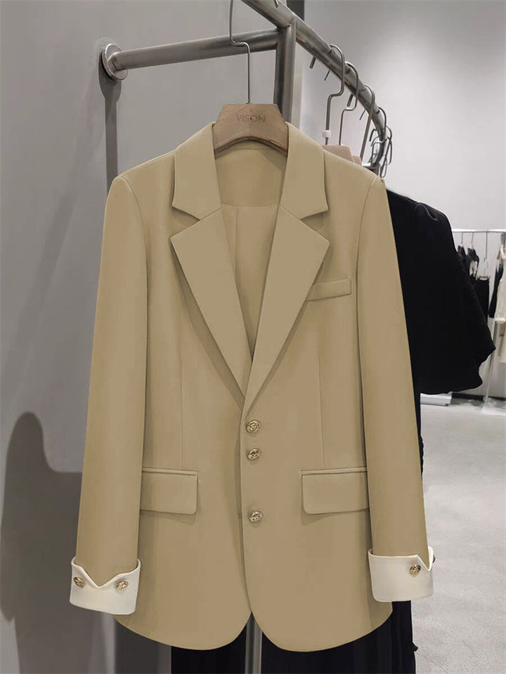 Women Elegant Blazer with Golden Button Details Mune Fashion